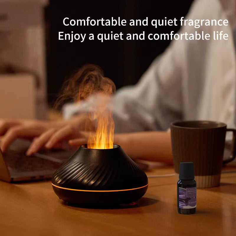 Portable Cool Mist Usb Led Room H2O Fire Flame Air Humidifier Aroma Essential Oil Diffuser Air Mini Humidifier