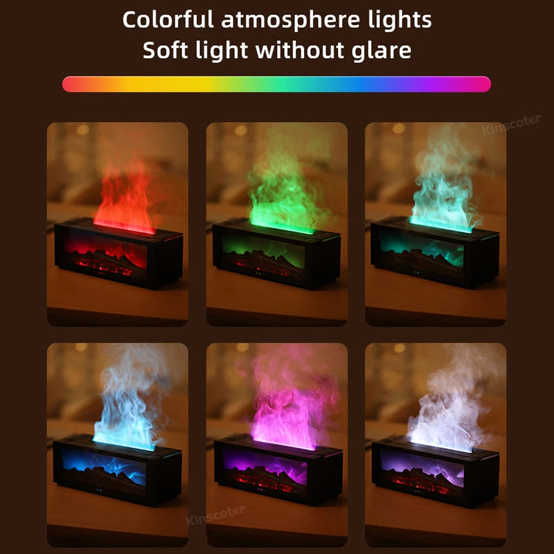 Simulated Fireplace Aroma Diffuser with Remote, Flame Effect, and Auto-Off