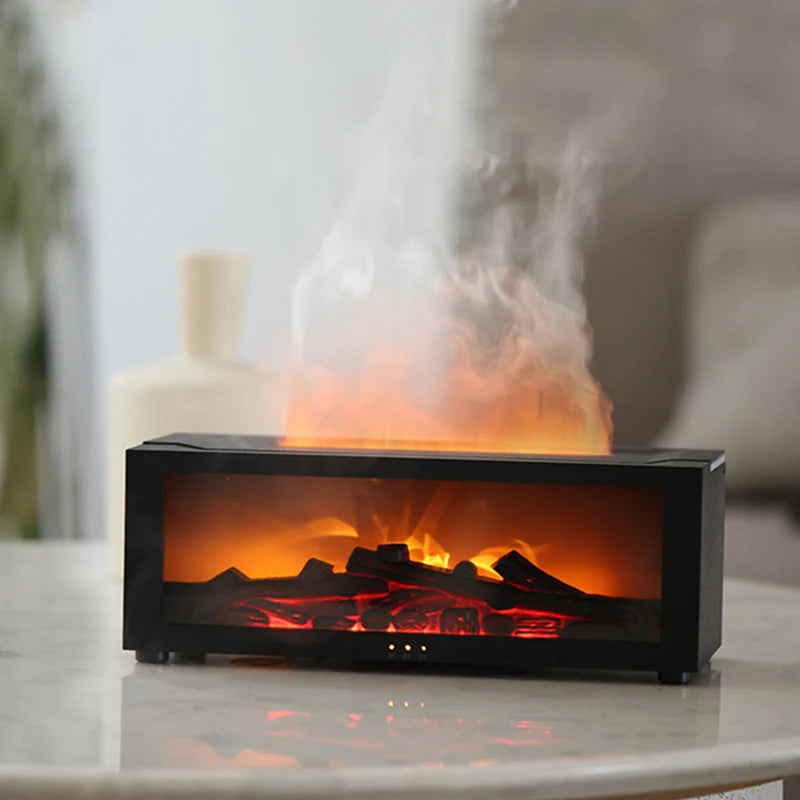 Simulated Fireplace Aroma Diffuser with Remote, Flame Effect, and Auto-Off