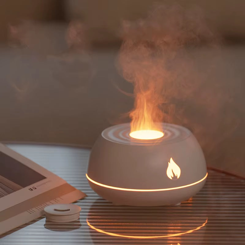 Portable Cool Mist Usb Led Room H2O Fire Flame Air Humidifier Aroma Essential Oil Diffuser Air Mini Humidifier