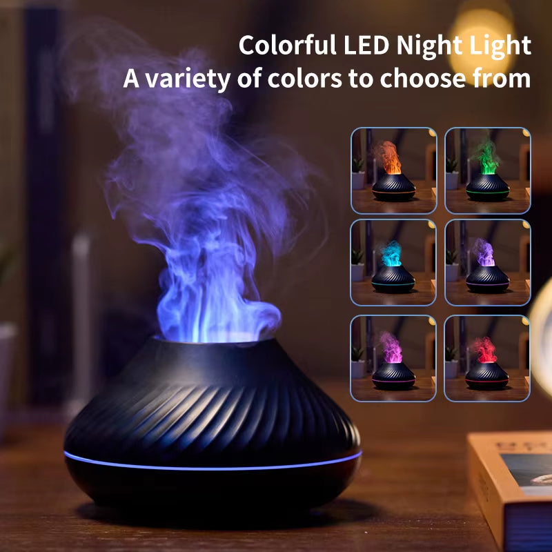 Portable Cool Mist Usb Led Room H2O Fire Flame Air Humidifier Aroma Essential Oil Diffuser Air Mini Humidifier